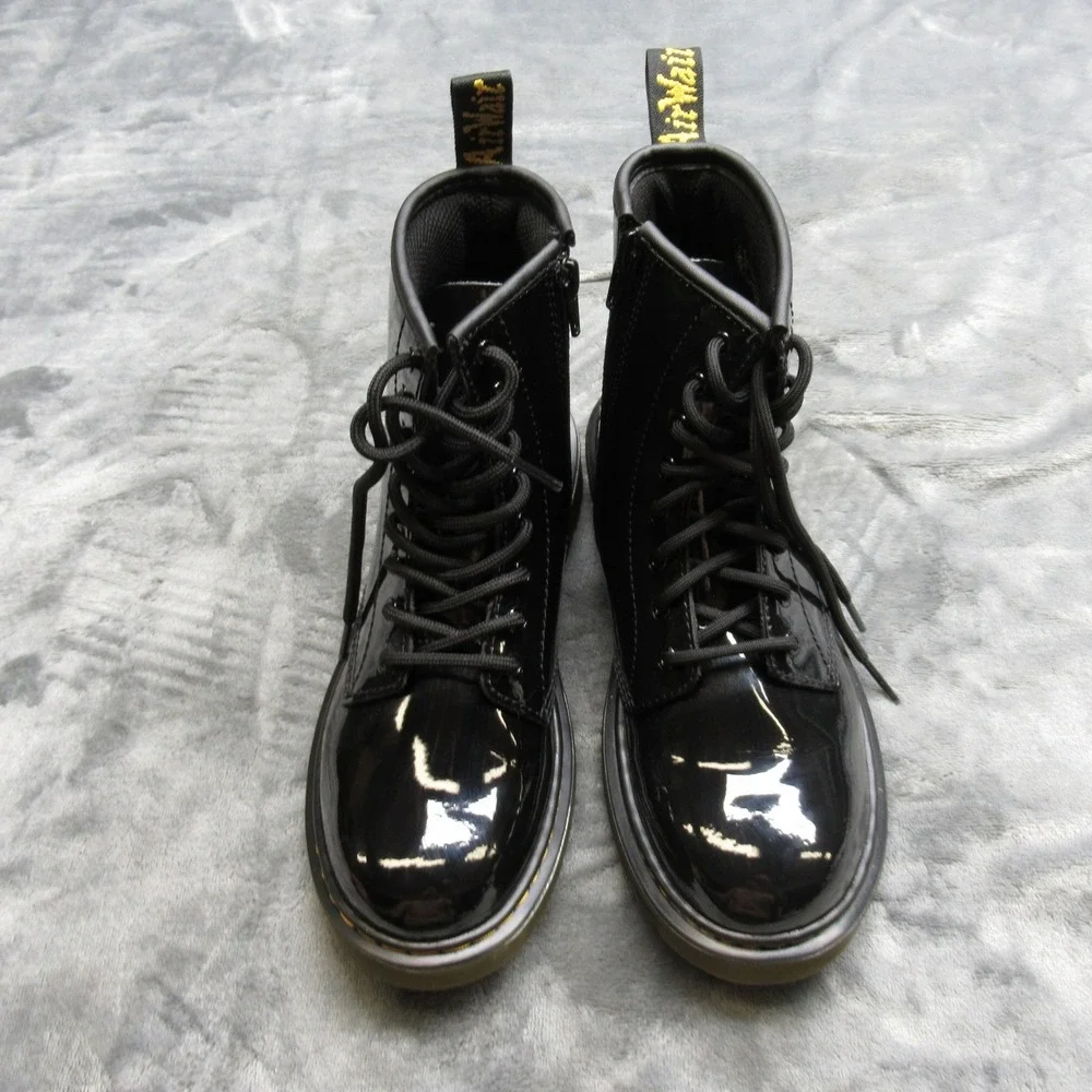 Dr. Martens Boots Unisex Youth 4M 5W BLK Leather Zip Lace Up Round Toe Ankle NWD